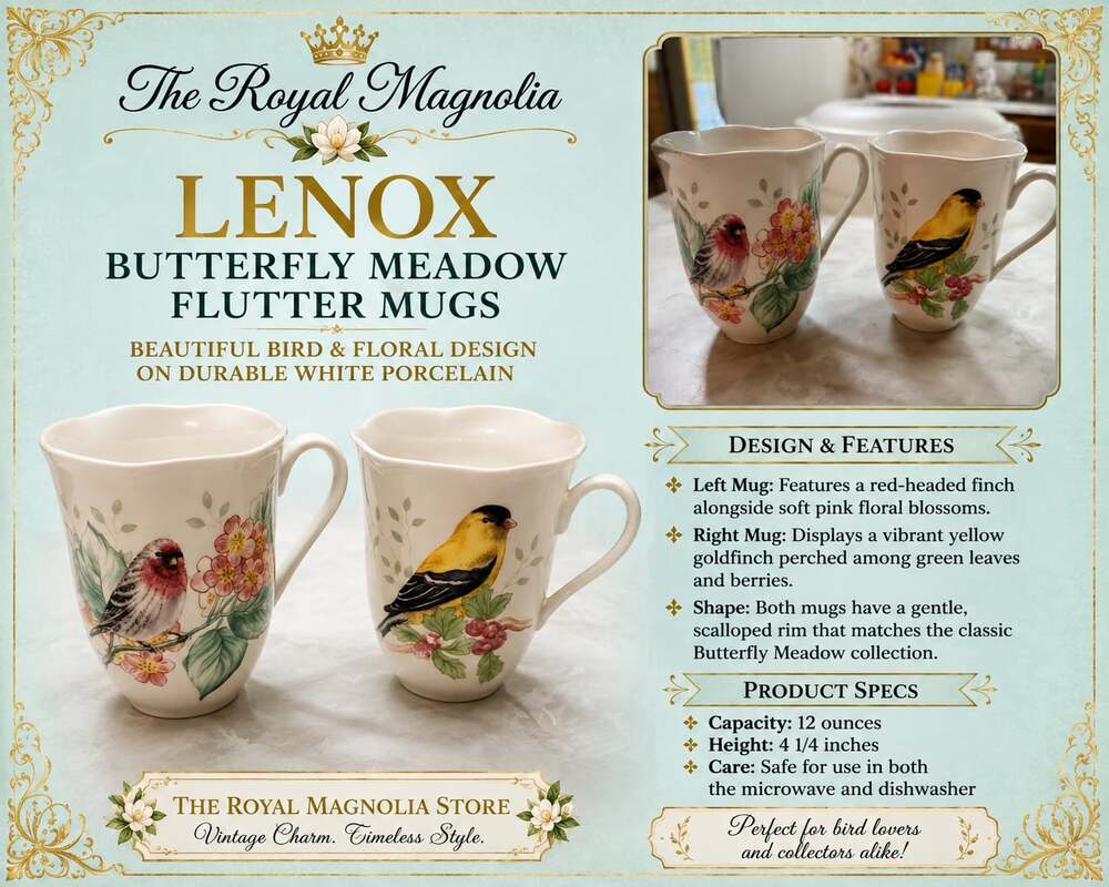 Lenox Butterfly Meadow Flutter Mugs, Set of 2